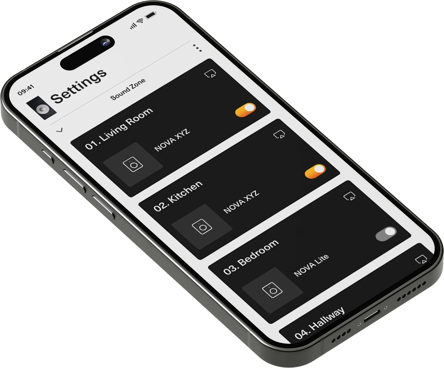 Smart Speaker App iPhone Mockup.