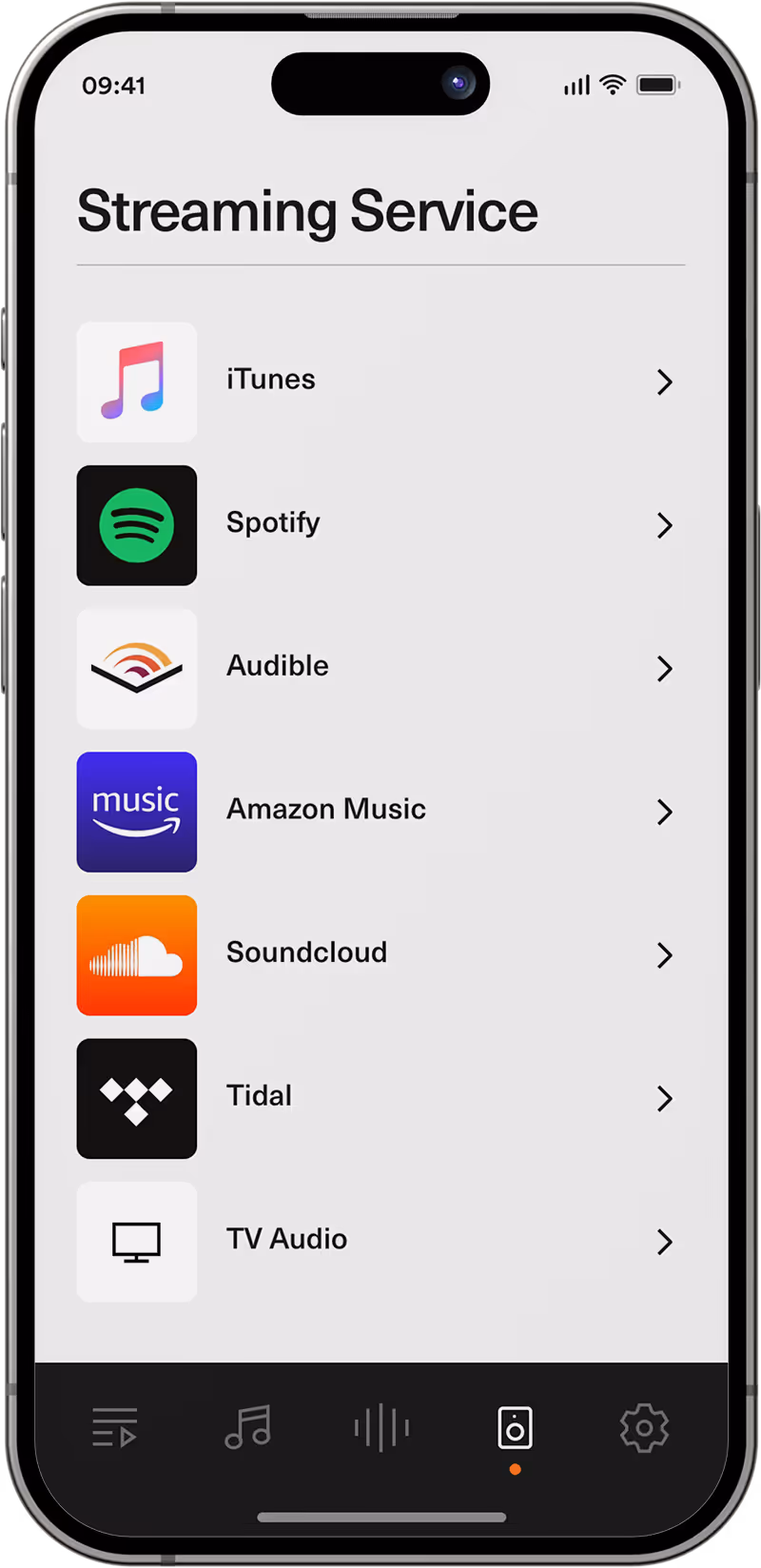 Smart Speaker App iPhone Mockup.