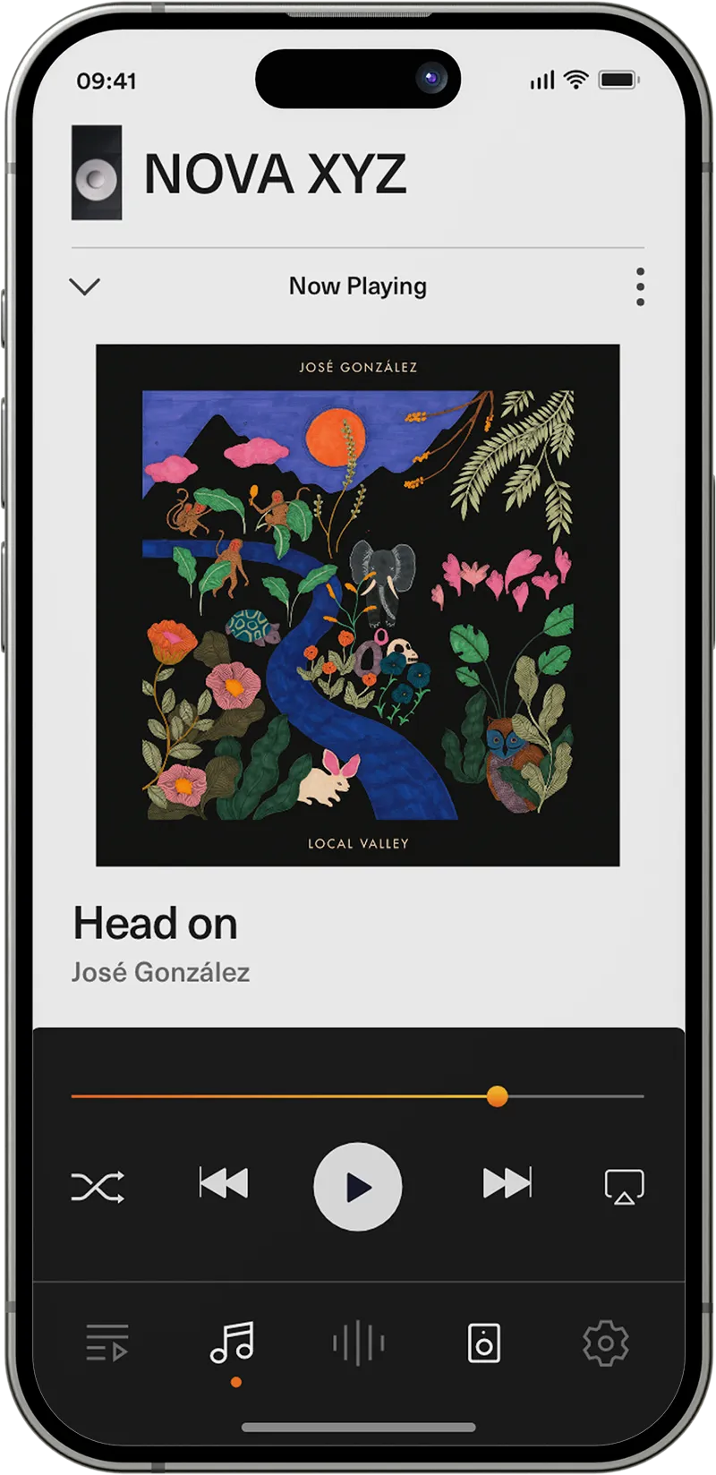 Smart Speaker App iPhone Mockup.